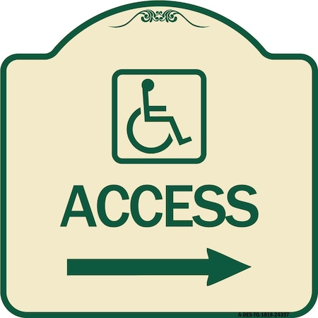 Access With Updated Isa Symbol And Right Arrow Heavy-Gauge Aluminum Architectural Sign